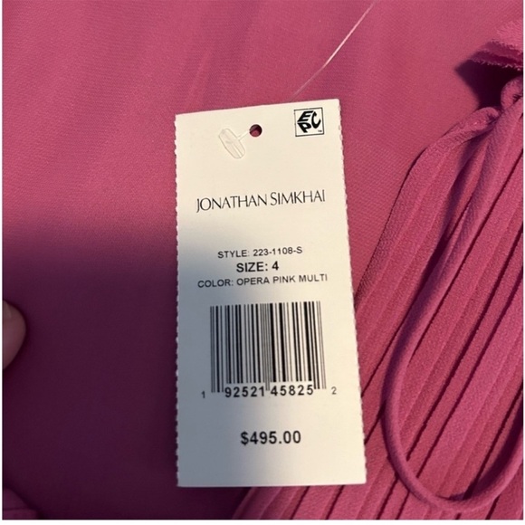 Jonathan Simkhai NWT Pink Pleated Tie Front Dress - Picture 5 of 11